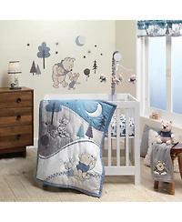 Lambs & Ivy Disney Baby Forever Pooh Blue/Gray 3-Piece Mini Crib Bedding Set