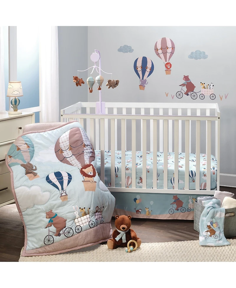 Bedtime Originals Up Up & Away 3-Piece Animals/Hot Air Balloon Crib Bedding Set