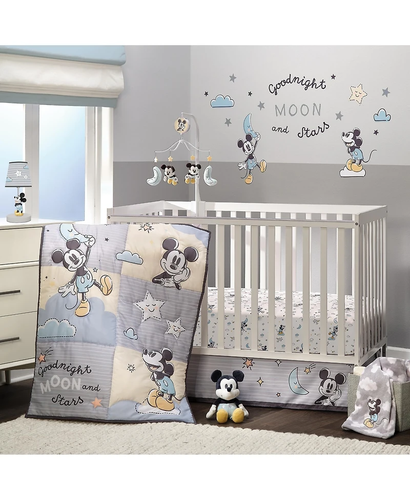 Lambs & Ivy Disney Baby Moonlight Mickey Mouse 3-Piece Nursery Crib Bedding Set