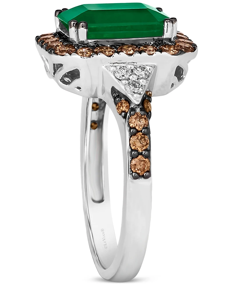Le Vian Couture Costa Smeralda Emeralds (2-3/8 ct. t.w.), Chocolate Diamonds (5/8 ct. t.w.) & Nude Diamonds (1/10 ct. t.w.) Square Halo Ring in Platin