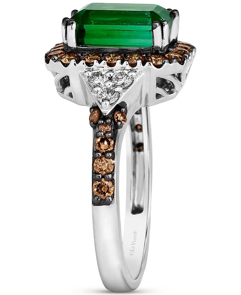 Le Vian Couture Hunters Green Tourmaline (2-1/4 ct. t.w.), Chocolate Diamonds (5/8 ct. t.w.) & Nude Diamonds (1/5 ct. t.w.) Square Halo Ring in Platin