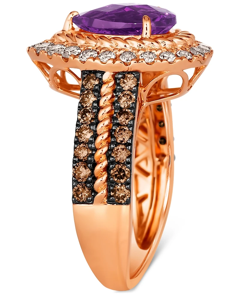 Le Vian Grape Amethyst (1-5/8 ct. t.w.), Chocolate Diamonds (1/2 ct. t.w.) & Nude Diamonds (1/2 ct. t.w.) Pear-Shape Ring in 14k Rose Gold