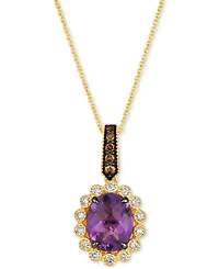 Le Vian Grape Amethyst (2-1/3 ct. t.w.) & Diamond (1/3 ct. t.w.) Oval Halo Pendant Necklace in 14k Gold, 18" + 2" extender