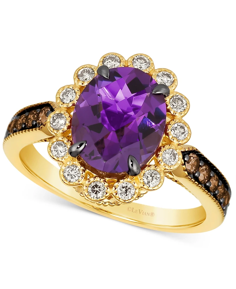 Le Vian Grape Amethyst (2-1/2 ct. t.w.), Chocolate Diamonds (1/4 ct. t.w.) & Nude Diamonds (1/4 ct. t.w.) Oval Halo Ring in 14k Gold