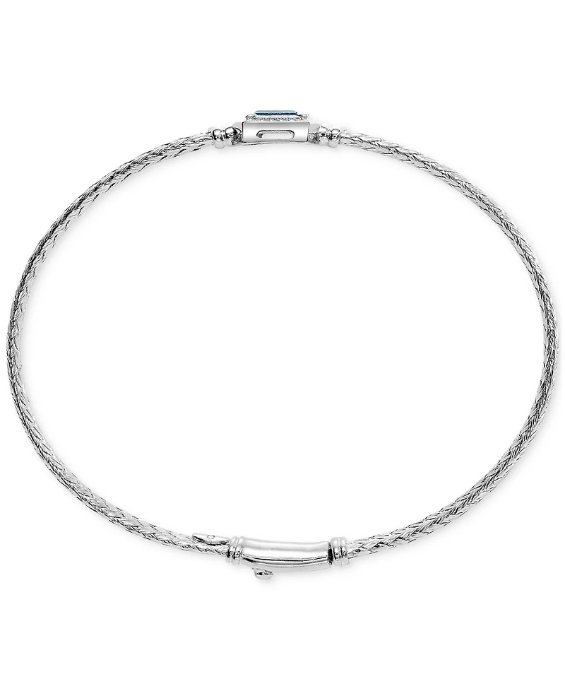 Garnet & White Topaz (1/5 ct. t.w.) Woven Bangle Bracelet in 14k Gold-Plated Sterling Silver (Also in Citrine, Swiss Blue Topaz, Morganite, Amethyst,