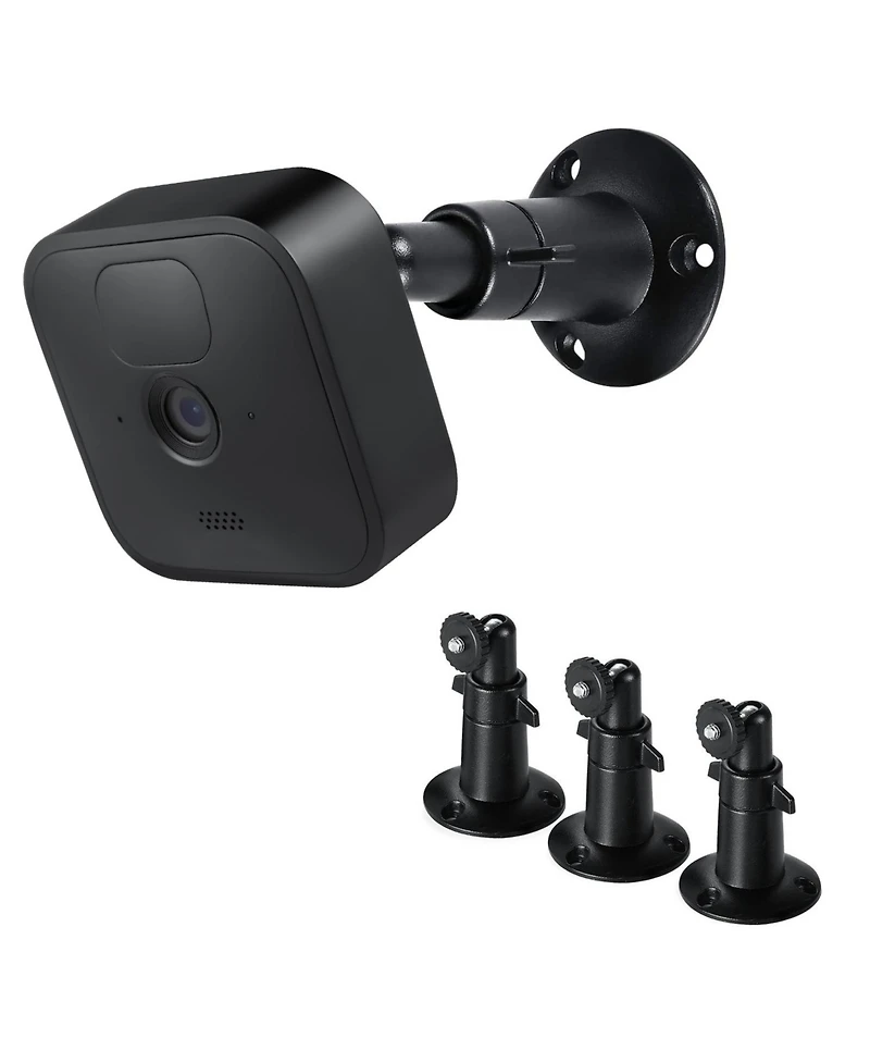 Wasserstein Metal Wall Mount for Blink Outdoor, XT2 Outdoor & Indoor Camera - Adjustable Indoor/Outdoor Security Metal Wall Mount (3 Pack, Black)