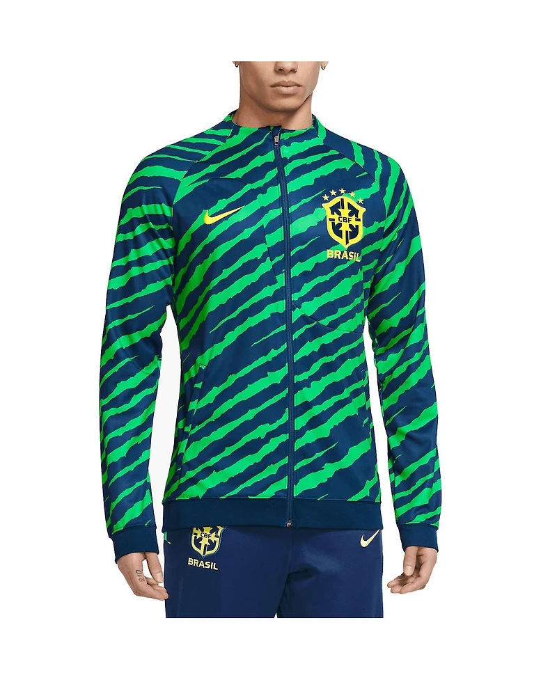 Men's Nike Blue Brazil National Team Academy Pro Anthem Performance Full-Zip Jacket