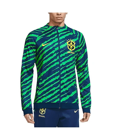 Men's Nike Blue Brazil National Team Academy Pro Anthem Performance Full-Zip Jacket