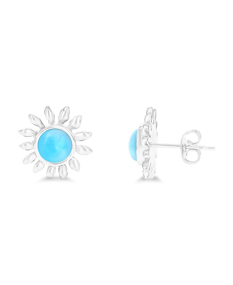 Macy's Larimar Sunflower Stud Earrings in Sterling Silver