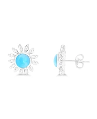 Macy's Larimar Sunflower Stud Earrings in Sterling Silver