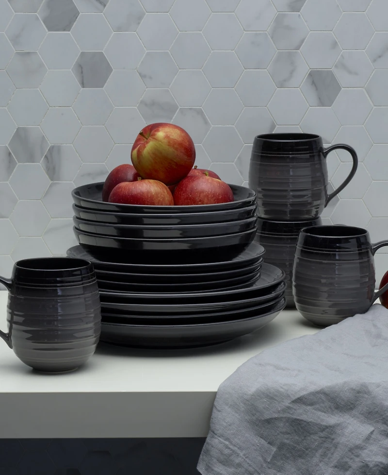 Mikasa Swirl Coupe 16 Piece Dinnerware Set, Service for 4