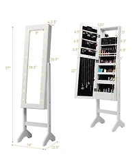 Costway Mirrored Jewelry Cabinet Organizer w/18 Led lights
