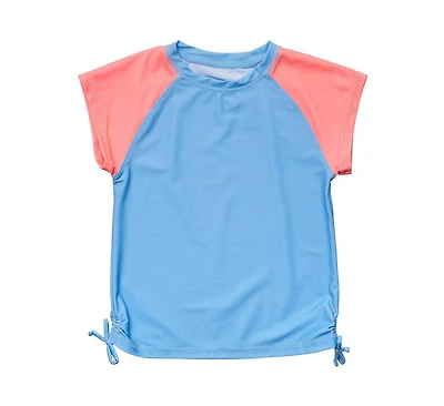 Toddler, Child Girls Cornflower Peach Sleeve Ss Rash Top