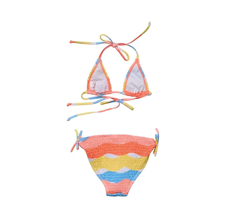 Snapper Rock Big Girls Toddler|Child Good Vibes Triangle Shirred Bikini