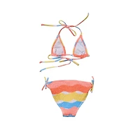 Snapper Rock Big Girls Toddler|Child Good Vibes Triangle Shirred Bikini