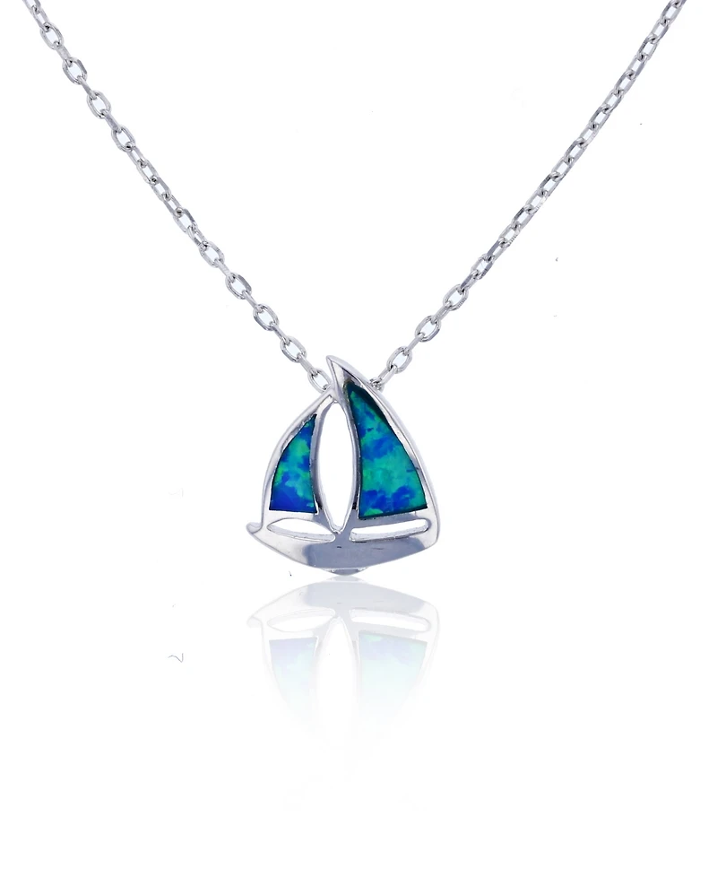 Macy's Created Opal Ship Necklace in Sterling Silver