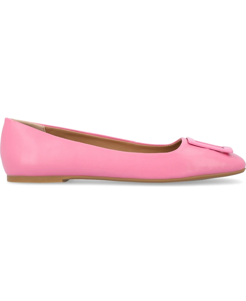 Journee Collection Women's Zimia Buckle Square Toe Ballet Flats