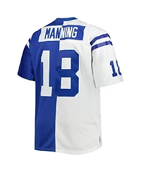 Men's Mitchell & Ness Peyton Manning White, Royal Indianapolis Colts Big and Tall Split Legacy Retired Player Replica Jersey