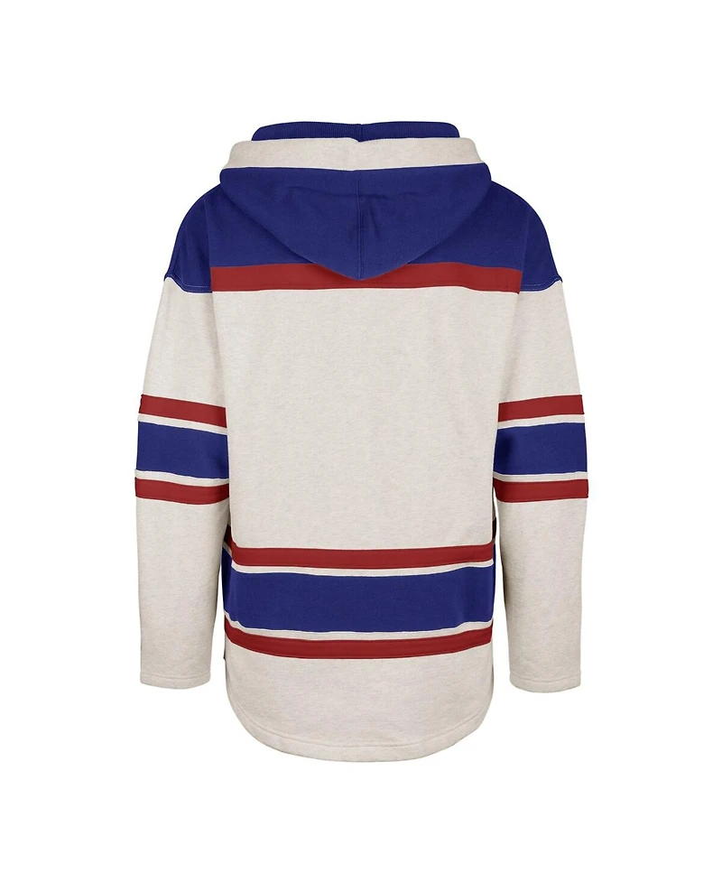 Men's '47 Brand Oatmeal New York Rangers Rockaway Lace-Up Pullover Hoodie