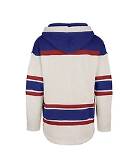 Men's '47 Brand Oatmeal New York Rangers Rockaway Lace-Up Pullover Hoodie