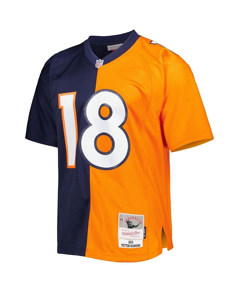 Men's Mitchell & Ness Peyton Manning Navy, Orange Denver Broncos 2015 Split Legacy Replica Jersey