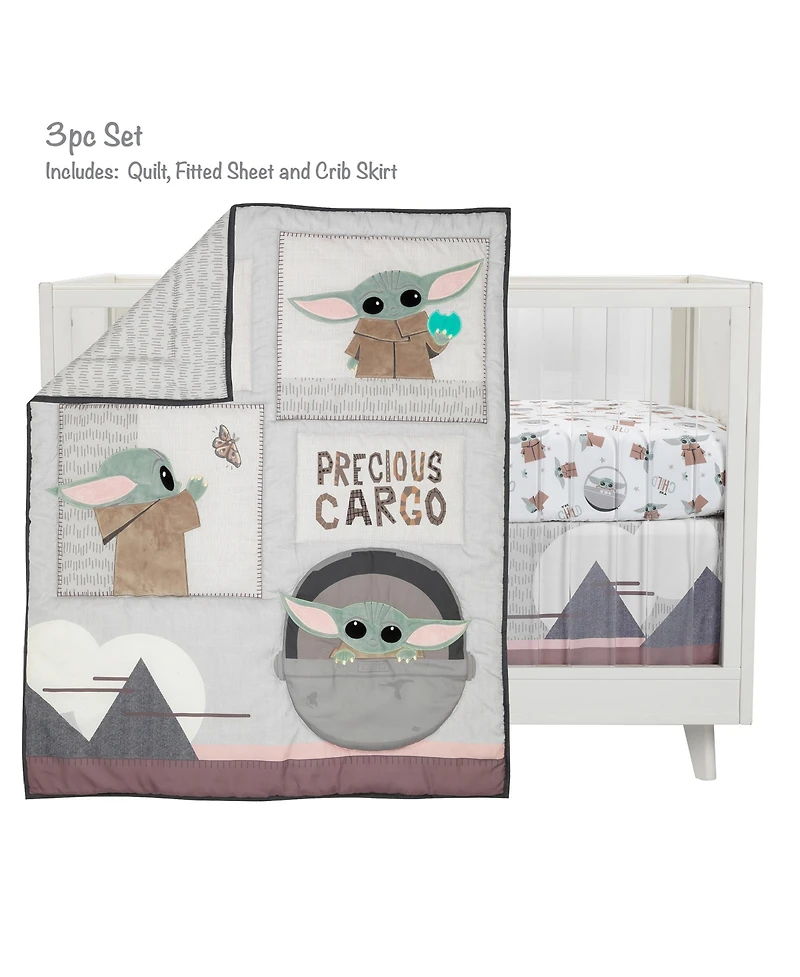 Lambs & Ivy Star Wars The Child Baby Yoda Nursery 3-Piece Baby Crib Bedding Set