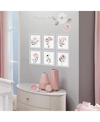 Lambs & Ivy Watercolor Floral Unframed Nursery Child Wall Art 6pc - Pink/Gray
