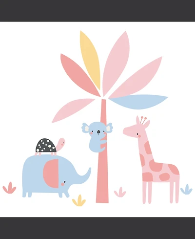 Lambs & Ivy Snuggle Jungle Pastel Safari Elephant/Giraffe/Tree Wall Decals