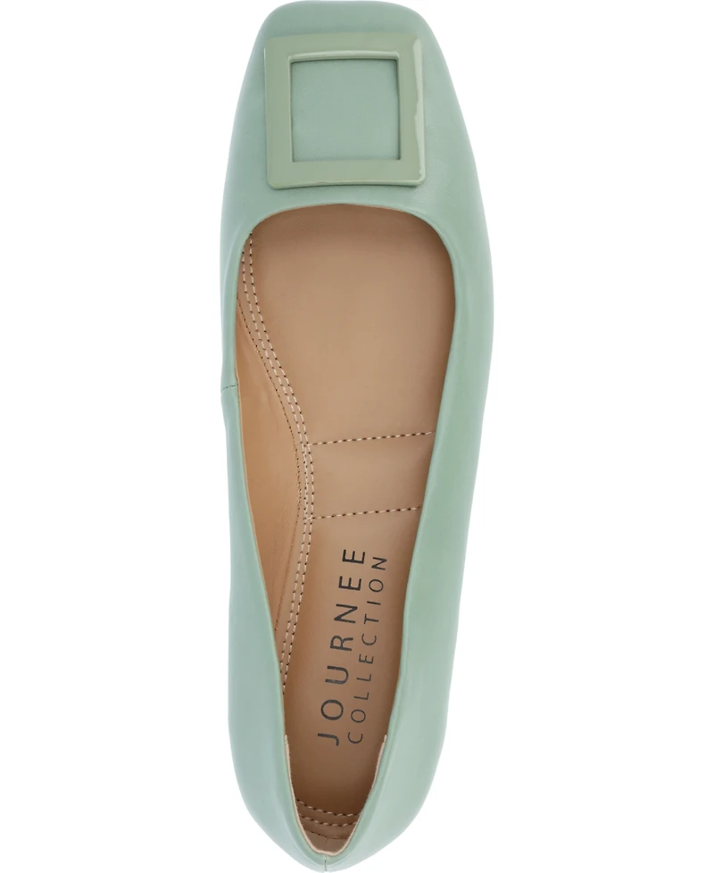 Journee Collection Women's Zimia Buckle Square Toe Ballet Flats
