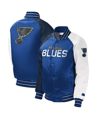 Big Boys and Girls Starter Blue St. Louis Blues Raglan Full-Snap Varsity Jacket
