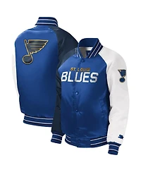 Big Boys and Girls Starter Blue St. Louis Blues Raglan Full-Snap Varsity Jacket