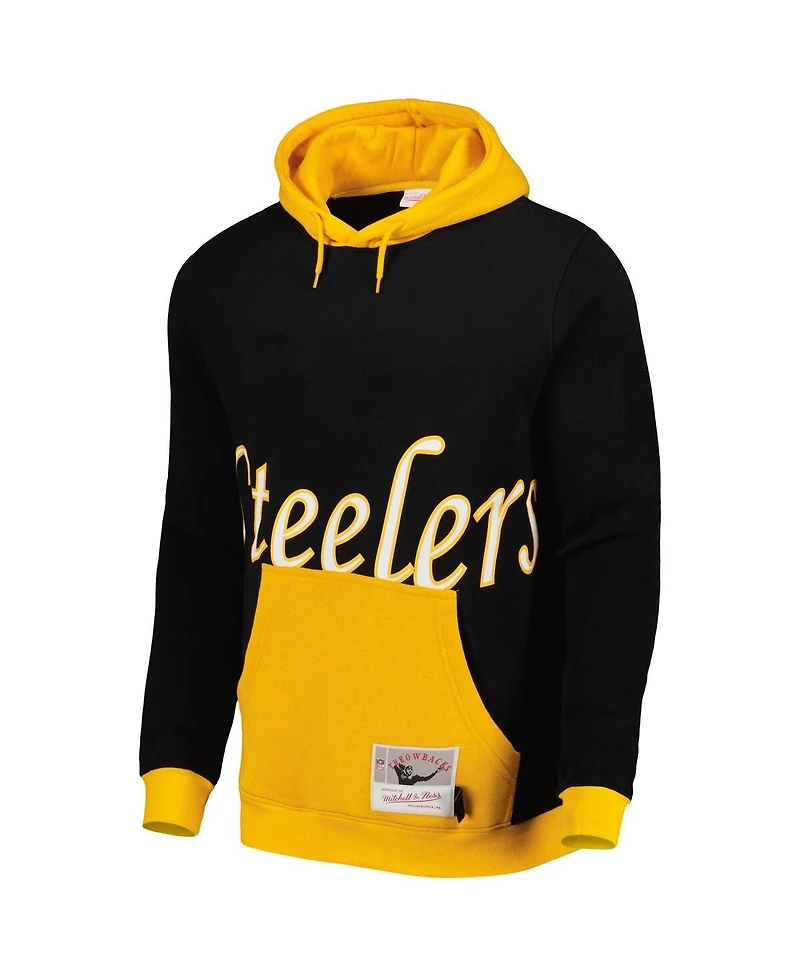 Men's Mitchell & Ness Black Pittsburgh Steelers Big Face 5.0 Pullover Hoodie