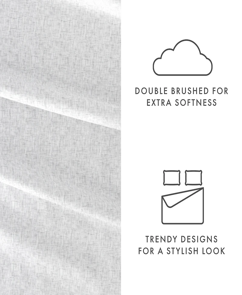 Home Collection Premium Ultra Soft Chambray Style Pattern 4 Piece Bed Sheets Set, Queen