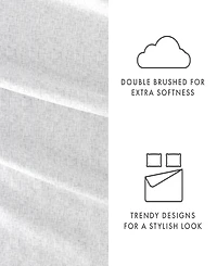 Home Collection Premium Ultra Soft Chambray Style Pattern 4 Piece Bed Sheets Set, Queen