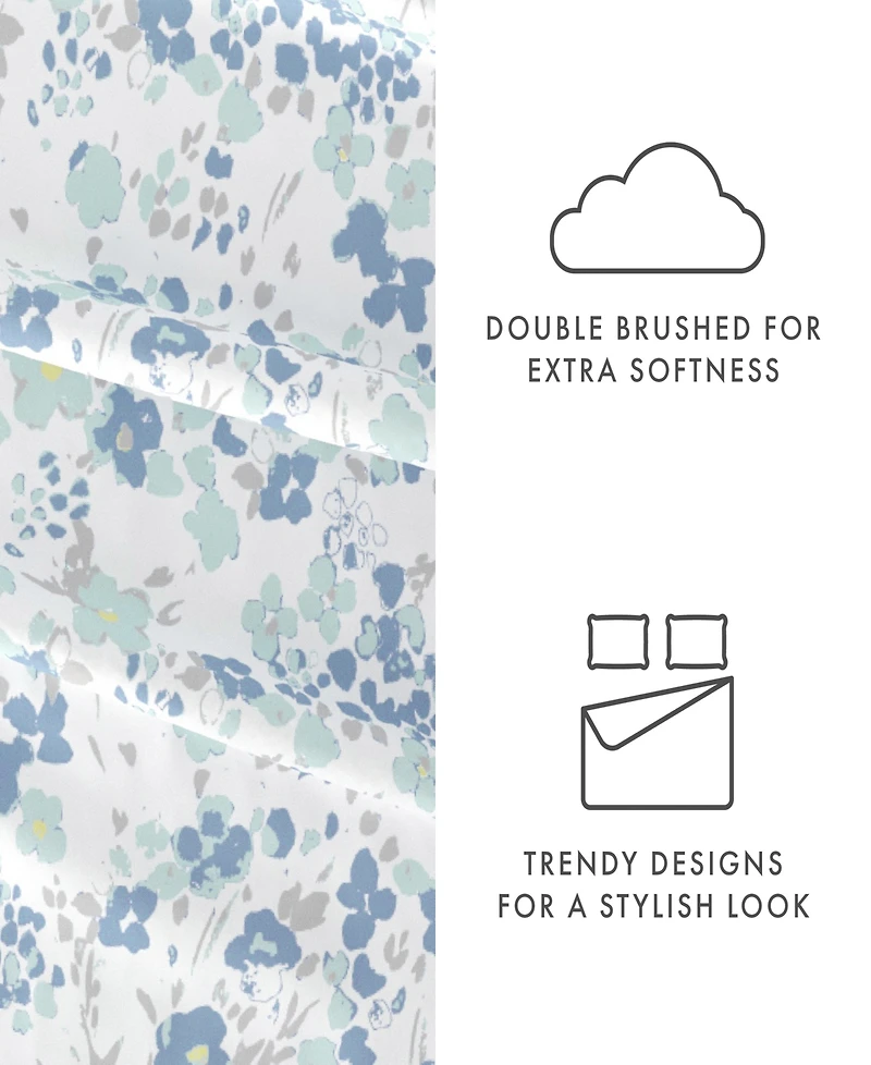 ienjoy Home Ultra Soft Violets Pattern 4-Pc. Sheet Set, Queen