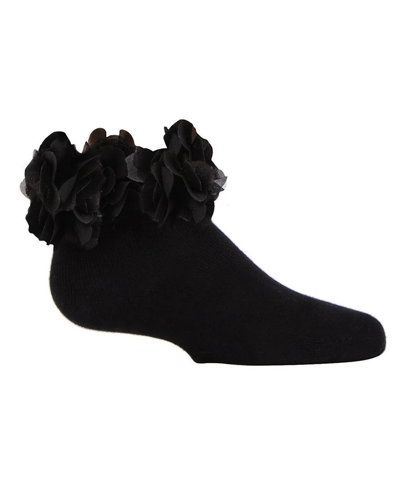 MeMoi Little Girls Floral Halo Cotton Blend Anklet Socks
