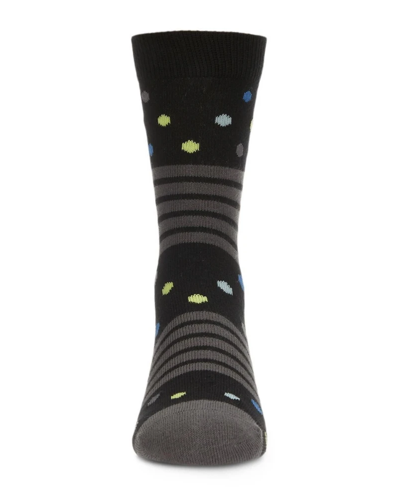 MeMoi Boys Stripe Dot Combo Cotton Blend Crew Socks