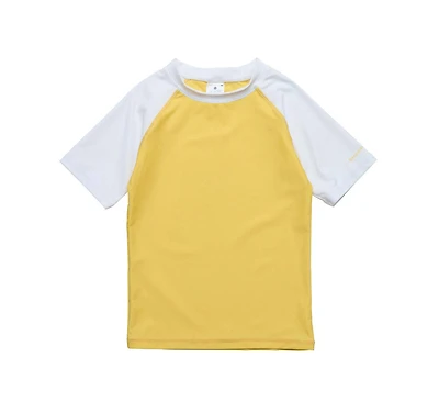 Snapper Rock Big Boys Toddler|Child Yellow White Sleeve Sustainable Ss Rash Top