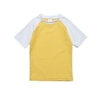 Snapper Rock Big Boys Toddler|Child Yellow White Sleeve Sustainable Ss Rash Top