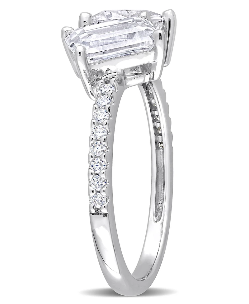 Macy's Moissanite Heart 2-Stone Ring 2 1/8 ct. t.w in Sterling Silver