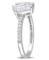 Macy's Moissanite Heart 2-Stone Ring 2 1/8 ct. t.w in Sterling Silver