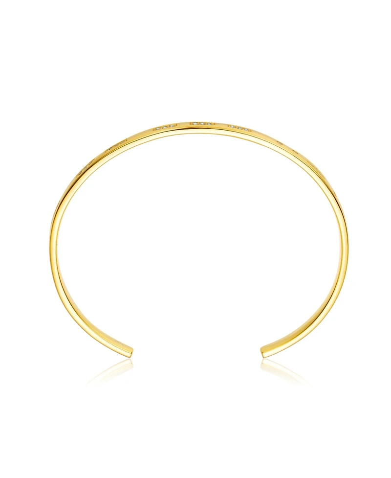 Ra 14K Gold Plated Cubic Zirconia Cuff Bracelet