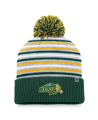 Men's Top of the World Green Ndsu Bison Dash Cuffed Knit Hat with Pom