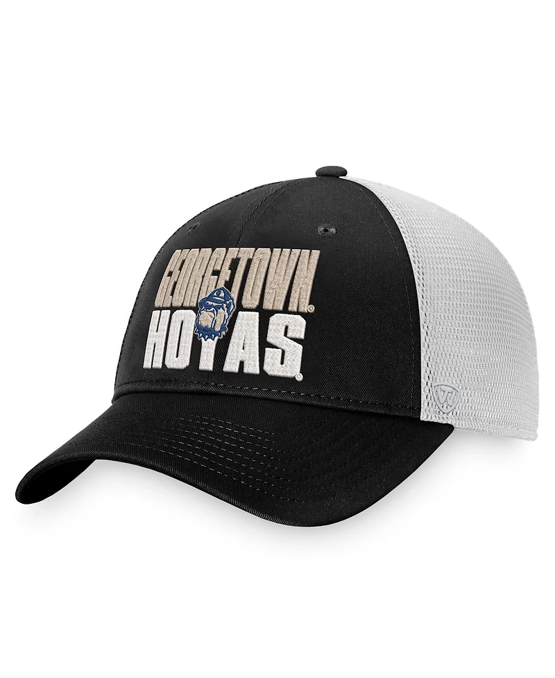 Men's Top of the World Black, White Georgetown Hoyas Stockpile Trucker Snapback Hat