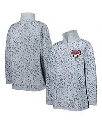 Women's Gameday Couture Heather Gray Georgia Bulldogs Leopard Quarter-Zip Sweatshirt