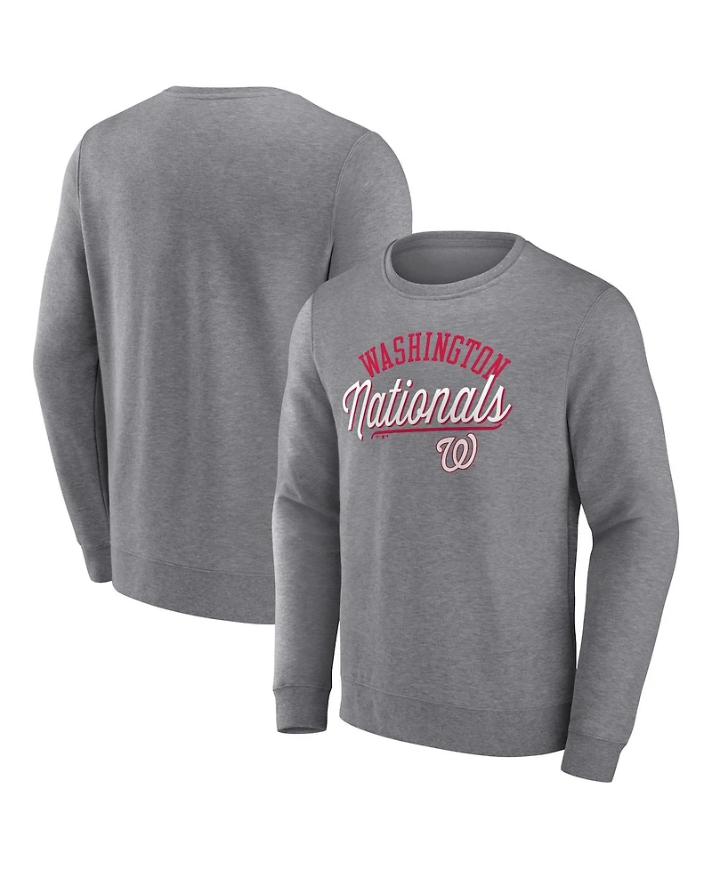 Men's Fanatics Heather Gray Washington Nationals Simplicity Pullover Sweatshirt