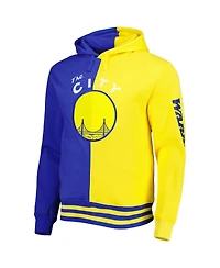 Men's Mitchell & Ness Royal, Gold Golden State Warriors Hardwood Classics Split Pullover Hoodie