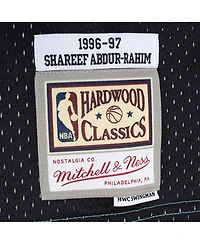 Men's Mitchell & Ness Shareef Abdur-Rahim Turquoise, Black Vancouver Grizzlies Hardwood Classics 1996-97 Split Swingman Jersey