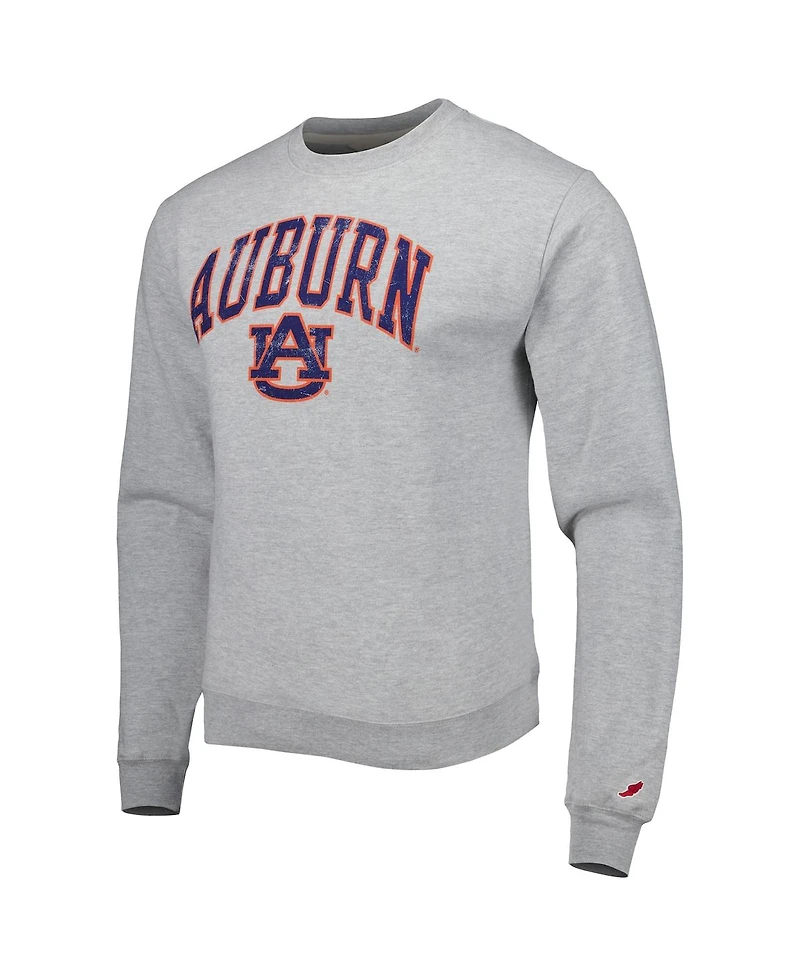 Men's League Collegiate Wear Heather Gray Auburn Tigers 1965 Arch Essential Fleece Pullover Sweatshirt