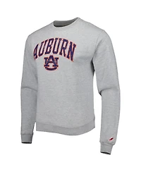 Men's League Collegiate Wear Heather Gray Auburn Tigers 1965 Arch Essential Fleece Pullover Sweatshirt